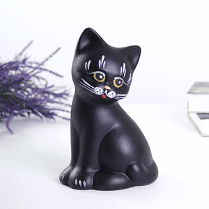 Копилка Котенок 18 см черный матовый