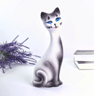 Кот Кит 25 см белый с серым матовый