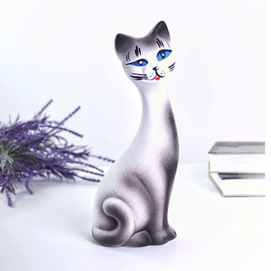 Кот Кит 25 см белый с серым матовый