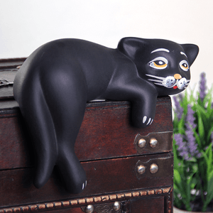 Кот на полку Сема 18х15 см черный матовый