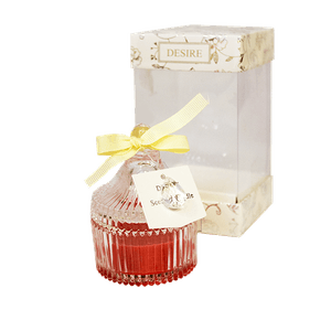 Свеча ароматическая в вазочке 9 см Клубника красная в подарочной упаковке