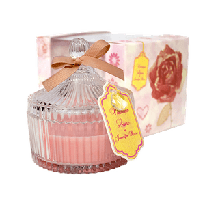 Свеча ароматическая в вазочке 12 см Роза розовая в подарочной упаковке