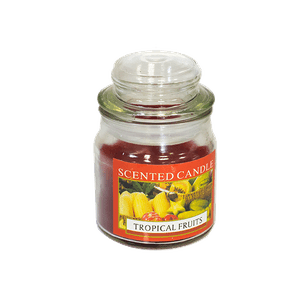 Свеча ароматическая в баночке 9 см Тропические фрукты бордовая