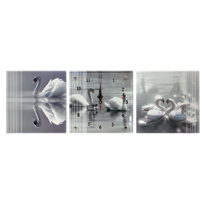 Часы Картина Триптих 85х28 см Лебеди бесшумный механизм часов