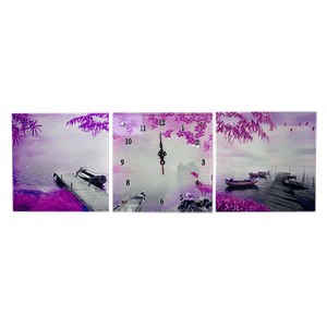 Часы Картина Триптих 85х28 см Озеро бесшумный механизм часов