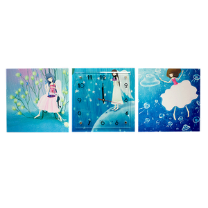 Часы Картина Триптих 90х30 см Феи бесшумный механизм
