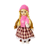 Кукла Леди Осень 32 см платье клетка белая жилетка розовые шапка и шарф в ассортименте