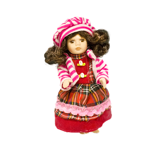 Кукла Девочка 20 см красно-розовый костюм