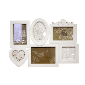 Фоторамка Коллаж на 6 фото 48х34 см Сердце белая