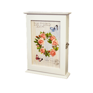 Ключница на 6 крючков 22х30 см Винтаж Венок из роз