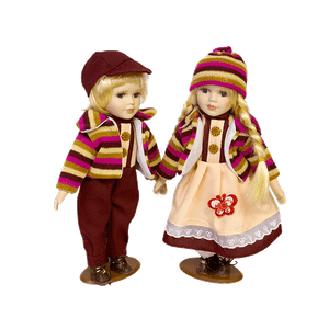 Куклы Мальчик и Девочка 30 см бордово-розовый костюм с бабочкой