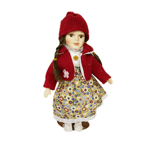Кукла Леди Осень 32 см платье цветы пестрое бордовая жилетка в ассортименте