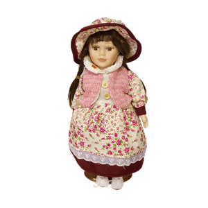 Кукла 30 см платье в цветочек розовый жилет