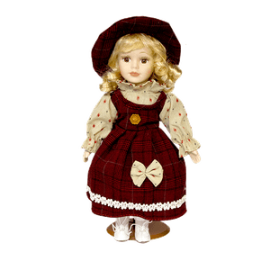 Кукла Леди Весна 32 см платье клетка бордово-коричневое в ассортименте