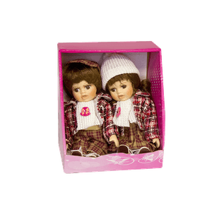 Куклы Мальчик с Девочкой 20 см красно-белый-коричневый костюм