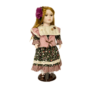 Кукла Леди Осень 40 см темное платье с цветами розовая жилетка в ассортименте