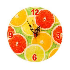 Часы настенные Фрукты 15*15*4 см стекло бесшумный механизм