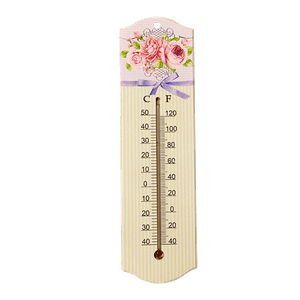 Термометр 7,5х27 см Винтаж Букет роз бежевый