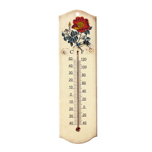 Термометр 7,5х27 см Винтаж Алый цветок бежевый