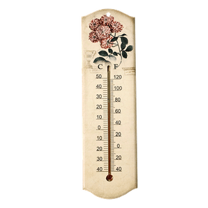 Термометр 7,5х27 см Винтаж Пионы бежевый