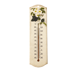 Термометр 7,5х27 см Винтаж Белые цветы бежевый