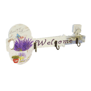 Ключница открытая на 3 крючка 26х12 см Ключ Прованс Лаванда в горшочке