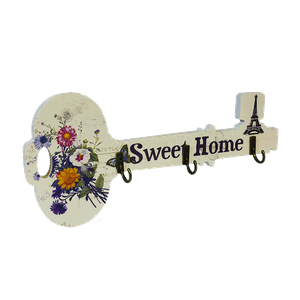 Ключница открытая на 3 крючка 26х12 см Ключ Винтаж Полевой букет