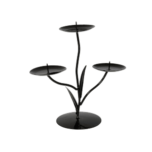 Подсвечник Трио Цветок на 3 свечи 20 см черный