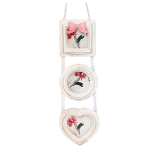 Фоторамка на ленте триптих с розовым бантом White 48 см дерево