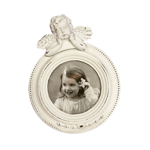 Фоторамка настольная 14x18 cм Ангел круглая White Wash