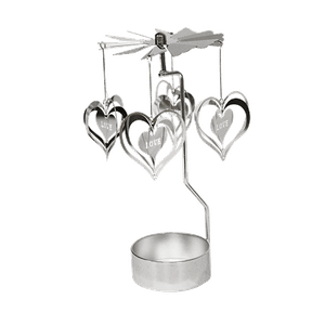 Подсвечник вращающийся 14 см Сердца Love серебро