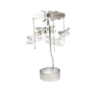 Подсвечник вращающийся 14 см Стрекоза серебро