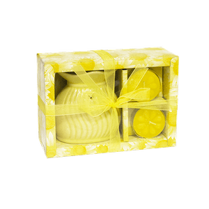 Подарочный набор Аромалампа Волна и 2 свечи желтый