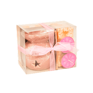 Подарочный набор Звезды  Аромалампа и 2 свечи розовый