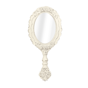 Зеркало ручное Богема 30 см некондиция потертое белое