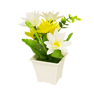 Цветы декоративные Календула 19 см белые и желтые цветы