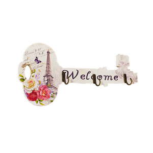 Ключница открытая на 3 крючка 26х12 см Ключ Винтаж Розы Эйфелева башня