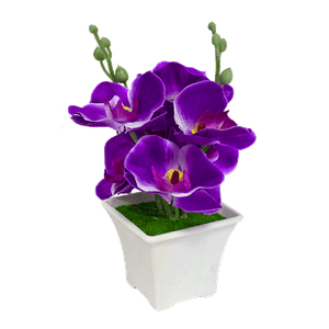 Цветы искусственные Орхидеи 20 см бело-фиолетовые