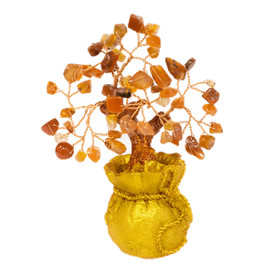 Дерево Сердолик 15 см в золотом мешке натуральный камень