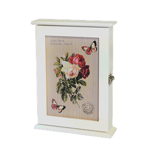 Ключница на 6 крючков 22х30 см Винтаж Розы Бабочки