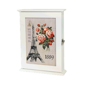 Ключница на 6 крючков 22х30 см Винтаж Эфелева башня Розы
