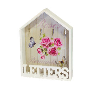 Ключница открытая на 4 крючка 23х30 см Розы Бабочки