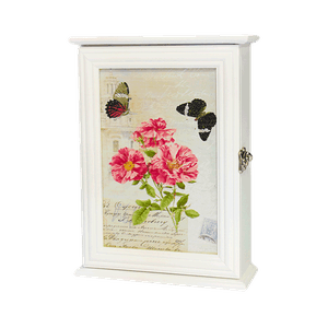 Ключница на 6 крючков 22х30 см Винтаж Пионы Бабочки