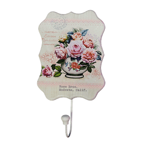 Вешалка на 1 крючок 12х22 см Винтаж Пионы в вазе