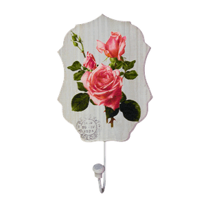 Вешалка на 1 крючок 12х22 см Винтаж Розы розовые