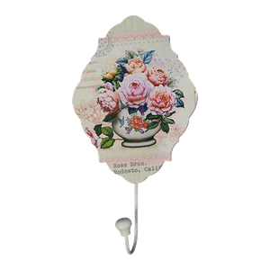 Вешалка на 1 крючок 12х22 см Винтаж Пионы в вазе