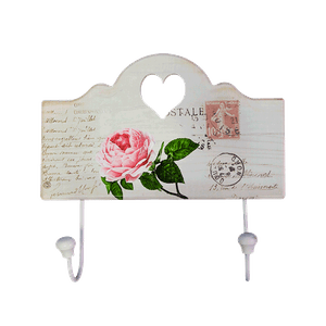 Вешалка на 2 крючка 20х18 см Винтаж Розовая роза