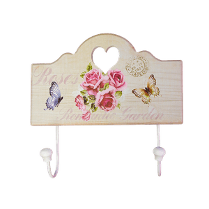 Вешалка на 2 крючка 20х18 см Винтаж Розы Бабочки