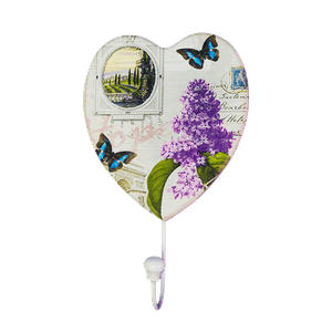 Вешалка на 1 крючок 12х20 см Винтаж Сирень Бабочка 20х12 см