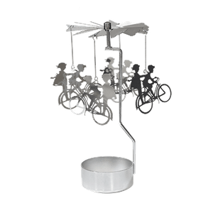 Подсвечник вращающийся Влюбленные на велосипеде 14 см серебро